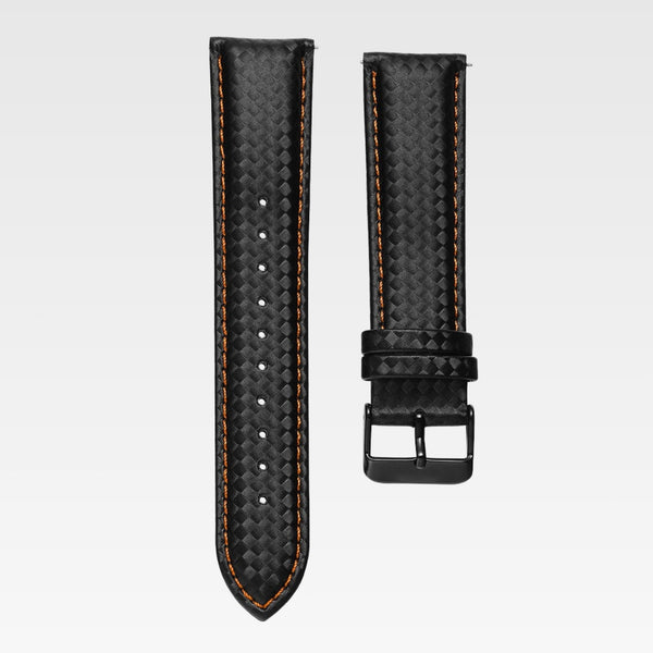 Carbon Fibre Leather Watch Strap – Orange