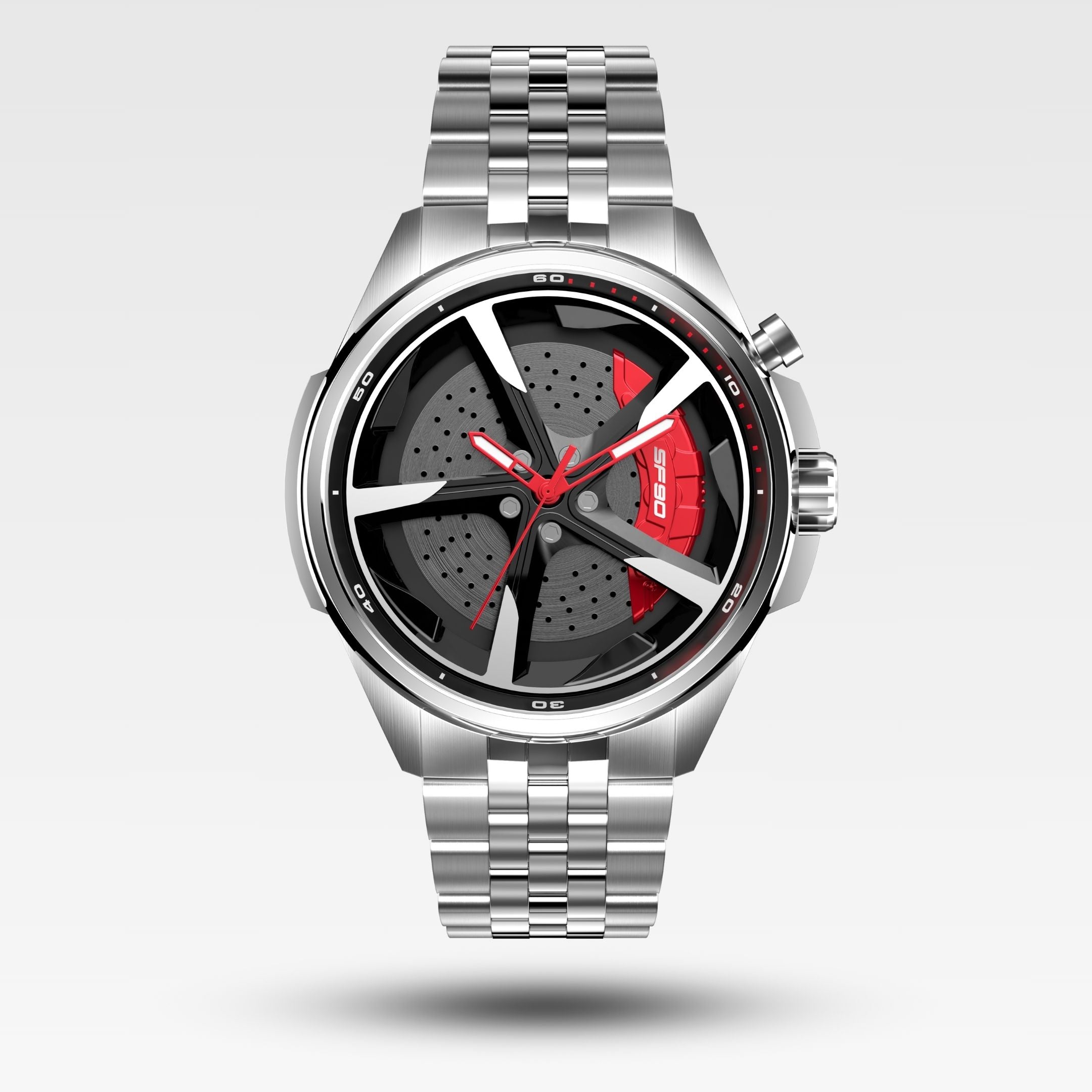 Scuderia SF90 Spinning Gyro Watch with Push Brakes – Silver